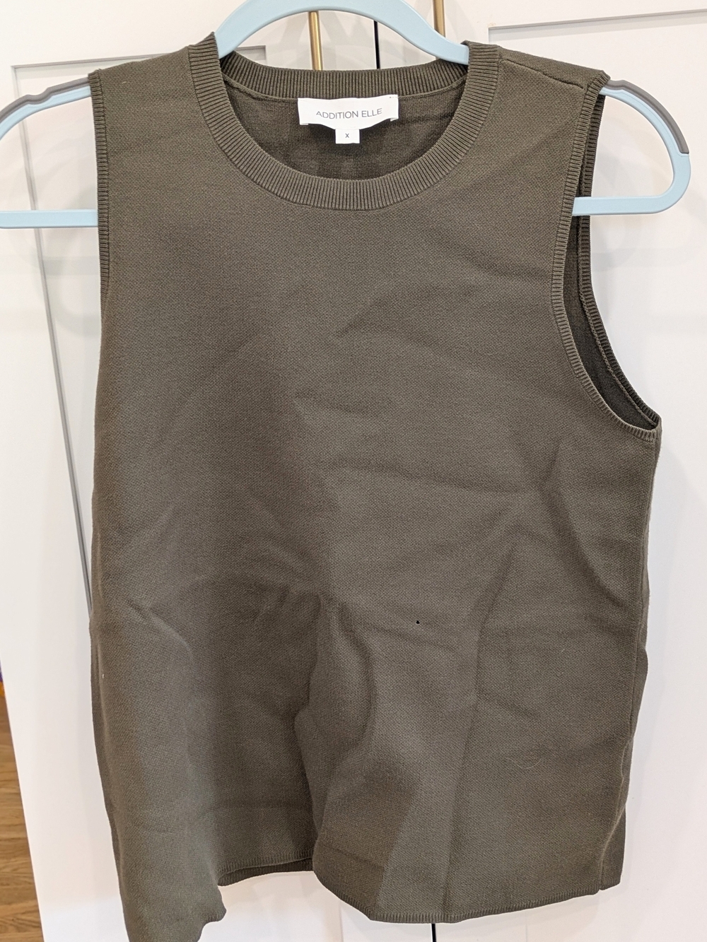 Addition Elle Olive Ribbed Knit Crewneck Top